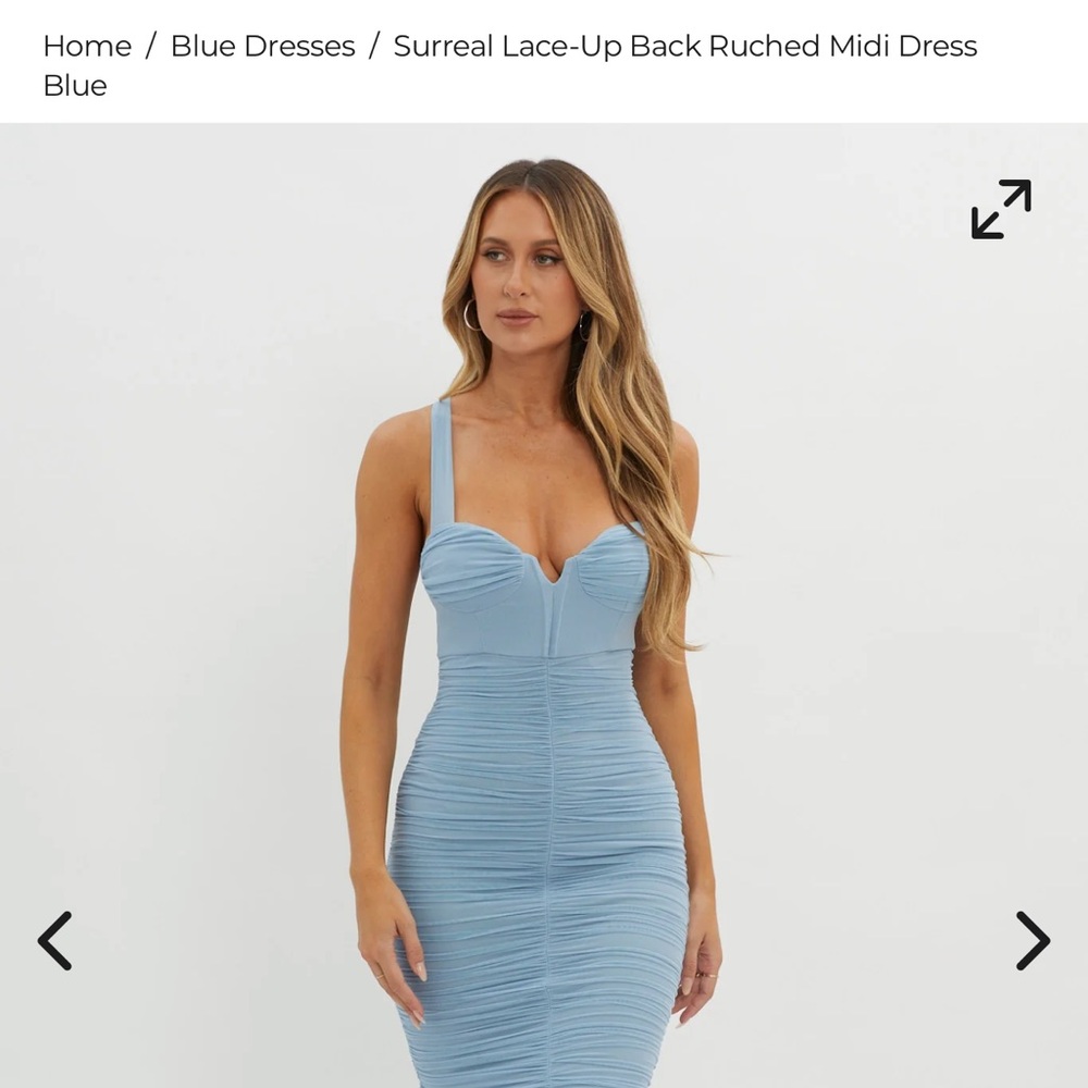 Selfie Leslie Blue Bodycon Midi Dress Sweetheart Neckline